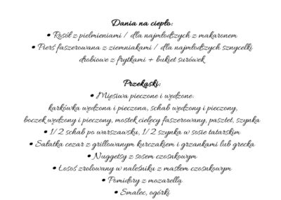 menu chrzest