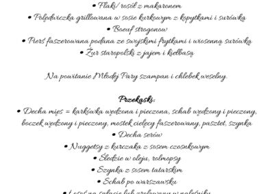 menu wesele przykładowe